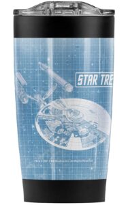 logovision star trek enterprise blueprint stainless steel tumbler 20 oz coffee travel mug/cup, vacuum insulated & double wall with leakproof sliding lid | great for hot drinks and cold beverages