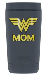 thermos wonder woman wonder mom logo, guardian collection stainless steel travel tumbler, vacuum insulated & double wall, 12oz