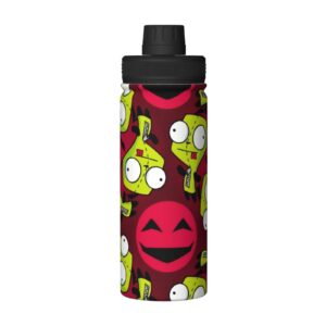 conpelson 18oz sports insulated water bottle invader anime zim stainless steel kettle novelty portable cup for travel gym outdoor sports