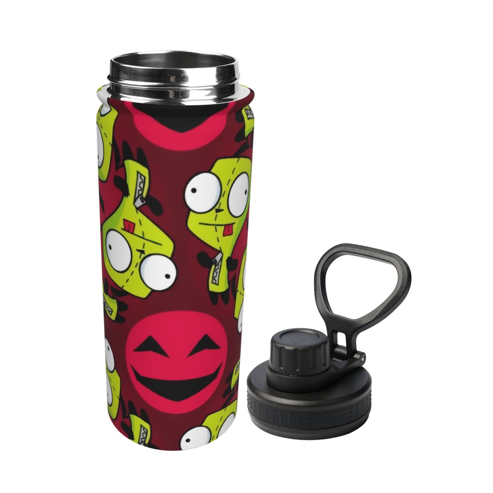 CONPELSON 18OZ Sports Insulated Water Bottle Invader Anime Zim Stainless Steel Kettle Novelty Portable Cup for Travel Gym Outdoor Sports