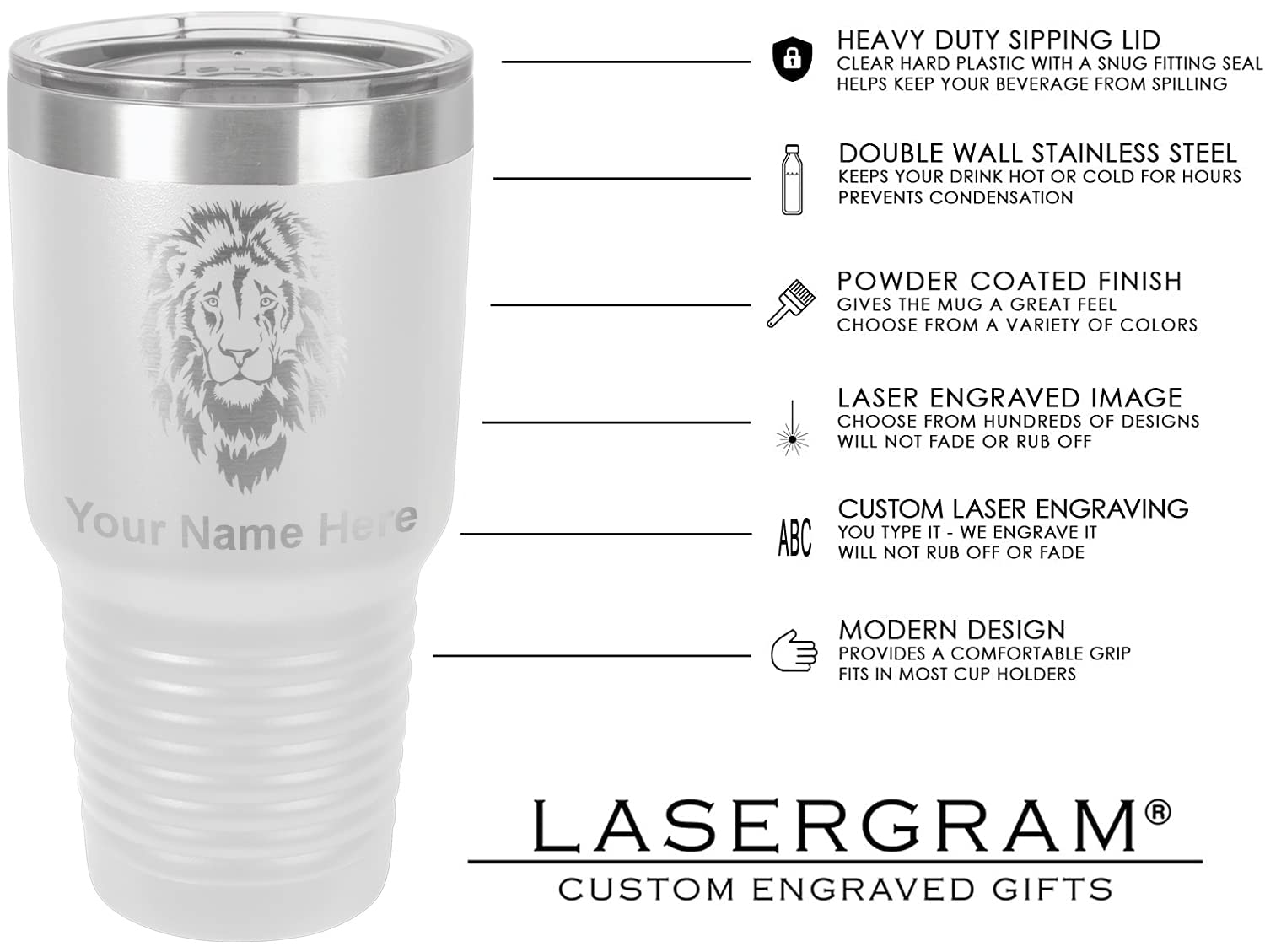 LaserGram 30oz Vacuum Insulated Tumbler Mug, FNP Family Nurse Practitioner, Personalized Engraving Included (White)