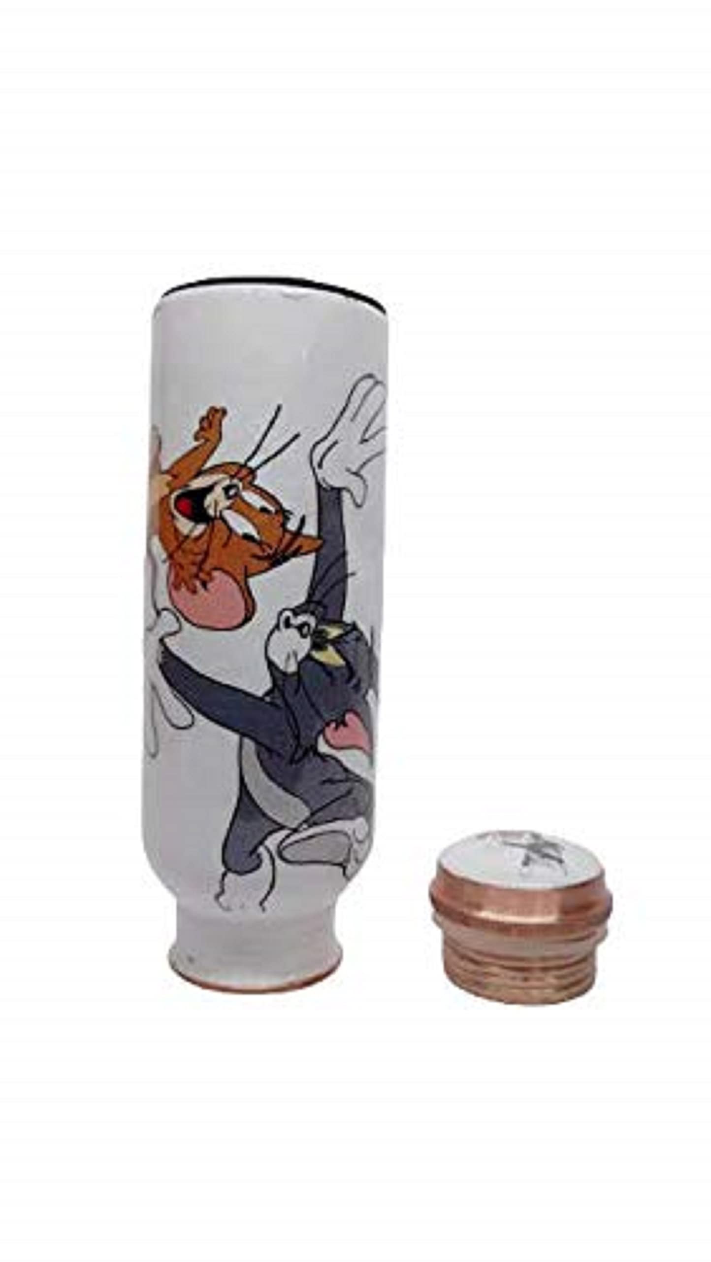 Copper Bottle Tom Printed Jerry Water Bottle For Drinking Water Multicolor Copper Water Bottle Leak Proof Copper Water Vessel Premium Bottle (Set Of 2) By ORNATE INTERNATIONAL