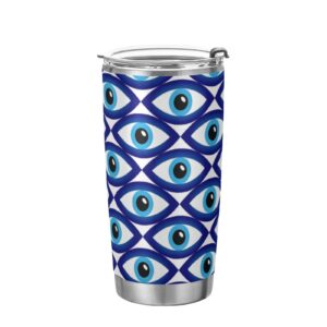 wusikd evil eye blue straw cup 20 oz vacuum insulated cup colorful sports water bottles stainless steel travel mug car water cup with straw lid