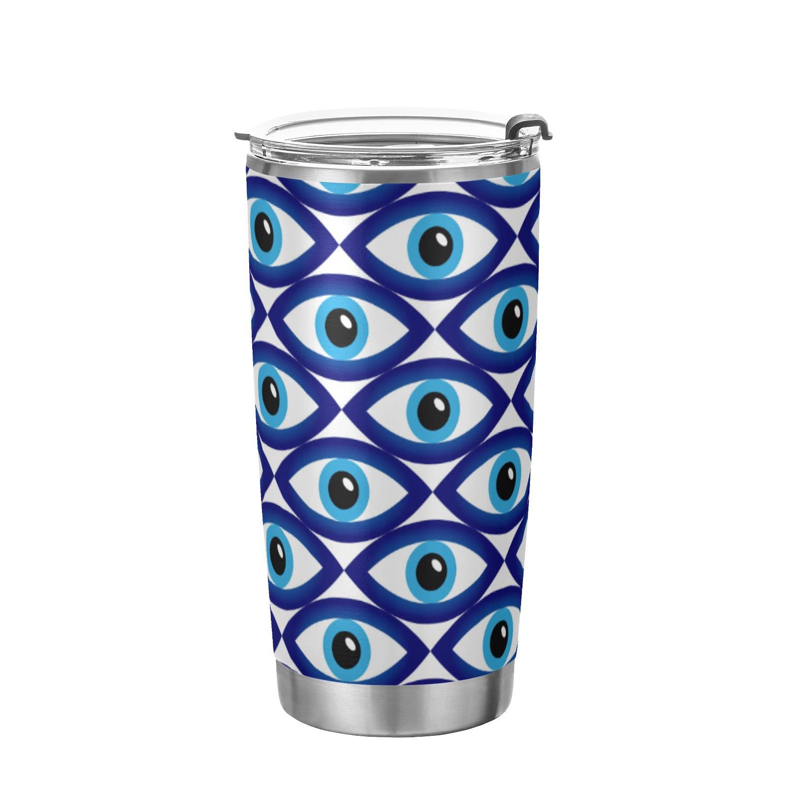 Wusikd Evil Eye Blue Straw Cup 20 oz Vacuum Insulated Cup Colorful Sports Water Bottles Stainless Steel Travel Mug Car Water Cup with Straw Lid