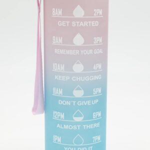 Motivational Water Bottle with Straw (100% BPA & Toxin Free) (Blue/Pink)