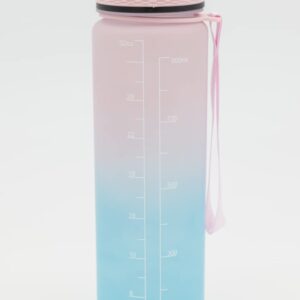 Motivational Water Bottle with Straw (100% BPA & Toxin Free) (Blue/Pink)