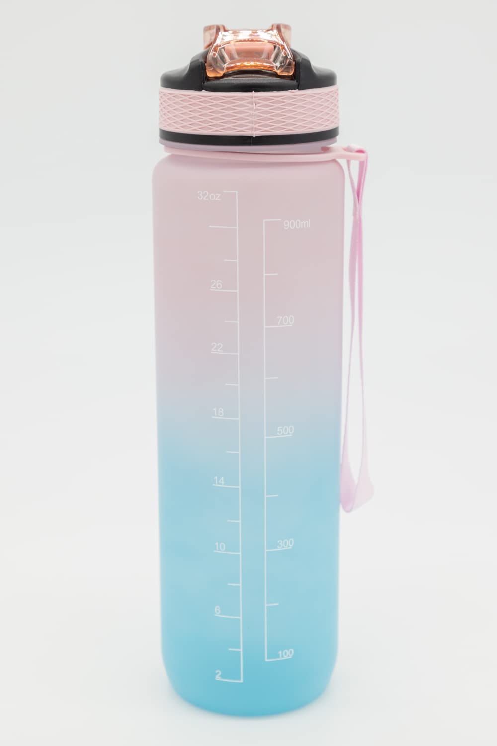 Motivational Water Bottle with Straw (100% BPA & Toxin Free) (Blue/Pink)