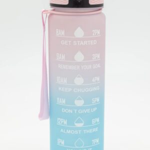 Motivational Water Bottle with Straw (100% BPA & Toxin Free) (Blue/Pink)