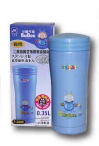bubee f-350e stainless steel vacuum insulated travel mug/tumbler, 0.35 liter, blue, pink