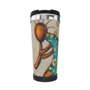 travel coffee mug for women men kokopelli southwestern style double wall vacuum insulated tumbler cup