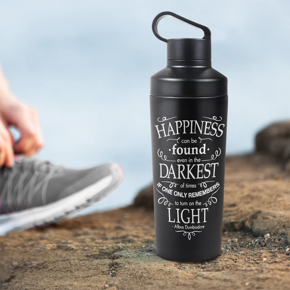 Harry Potter OFFICIAL Happiness 18 oz Insulated Water Bottle, Leak Resistant, Vacuum Insulated Stainless Steel with 2-in-1 Loop Cap