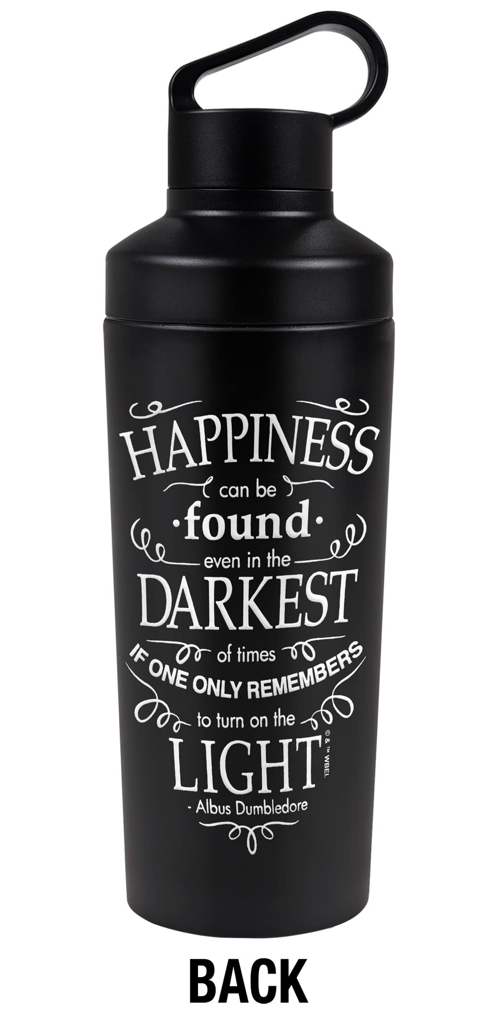 Harry Potter OFFICIAL Happiness 18 oz Insulated Water Bottle, Leak Resistant, Vacuum Insulated Stainless Steel with 2-in-1 Loop Cap