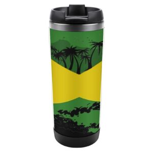 taiziyeah sports water bottle jamaica flag travel mug double wall vacuum insulated stainless steel water bottle for travel fitness office