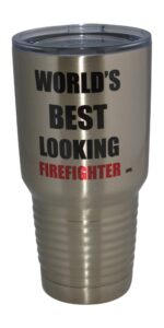 rogue river tactical large funny firefighter 30oz.travel tumbler mug cup w/lid best looking fire fighter department fd fireman gift