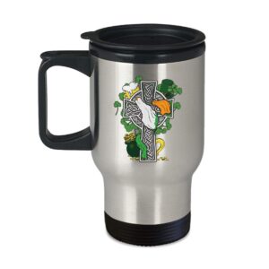 st. patrick's day irish cup - ireland pride, irish cross - 14oz coffee, tea travel mug