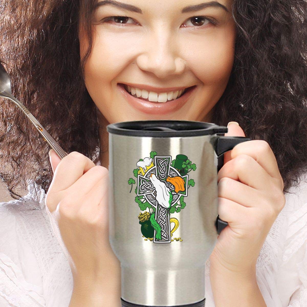 St. Patrick's Day Irish Cup - Ireland Pride, Irish Cross - 14oz Coffee, Tea Travel Mug