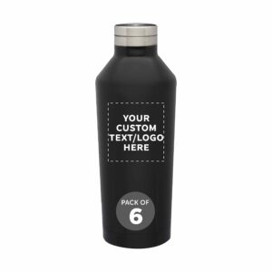 discount promos custom stainless steel water bottles 17 oz. set of 6, personalized bulk pack - double wall, perfect for coffee, soda, other hot & cold beverages - black