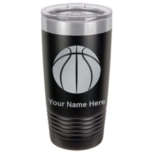 LaserGram 20oz Vacuum Insulated Tumbler Mug, Basketball Ball, Personalized Engraving Included (Black)