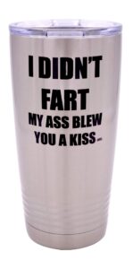 rogue river tactical funny blew you a kiss large 20 ounce travel tumbler mug cup w/lid vacuum insulated hot or cold sarcastic work