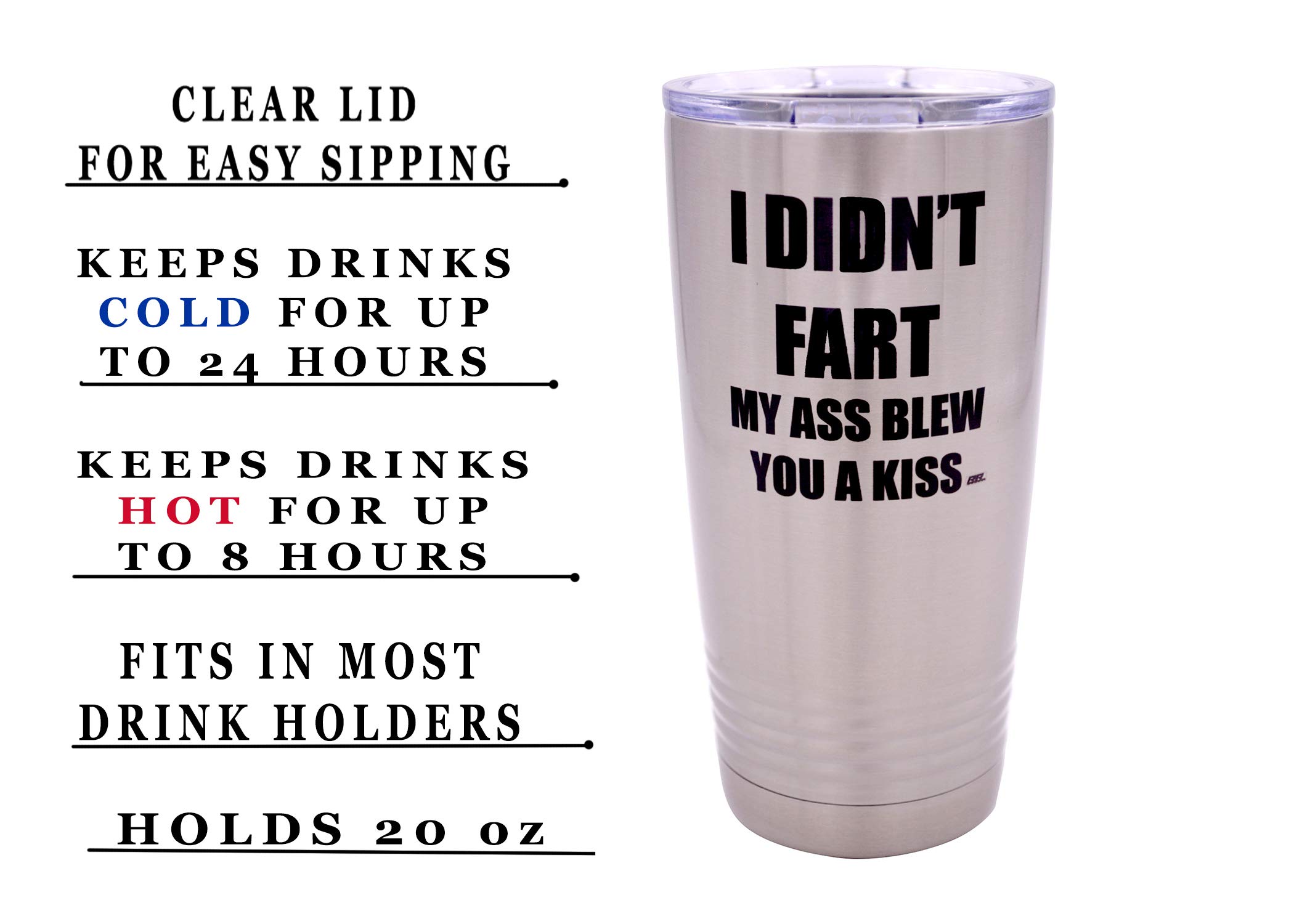 Rogue River Tactical Funny Blew You a Kiss Large 20 Ounce Travel Tumbler Mug Cup w/Lid Vacuum Insulated Hot or Cold Sarcastic Work