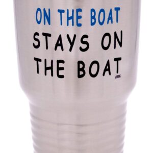 Rogue River Tactical Large Funny Fishing 30 Ounce Travel Tumbler Mug Cup w/Lid What Happens on The Boat Stays On The Boat Fishing Gift Fish