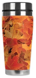 mugzie brand 20-ounce travel mug with insulated wetsuit cover - fall leaves