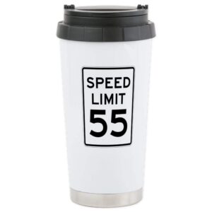 cafepress speed limit 55 sign travel mug stainless steel travel mug, insulated 20 oz. coffee tumbler