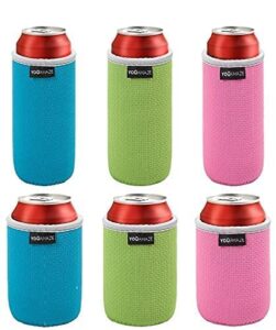 youamaze | premium can coolers sleeves (6 pack) high quality insulated beer can for slim and regular cans - soft insulated beer sleeves for cans - beer sleeves for cans