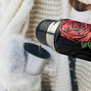 Water Bottle Skull Hand Rose Mug 16Oz Stainless Steel Insulated Tumbler Coffee Mug Travel Vacuum Cup 10.2x2.6 in