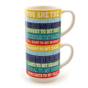 enesco margaritaville by our name is mud stacking lyric stoneware coffee mug set, 12 oz, multicolor