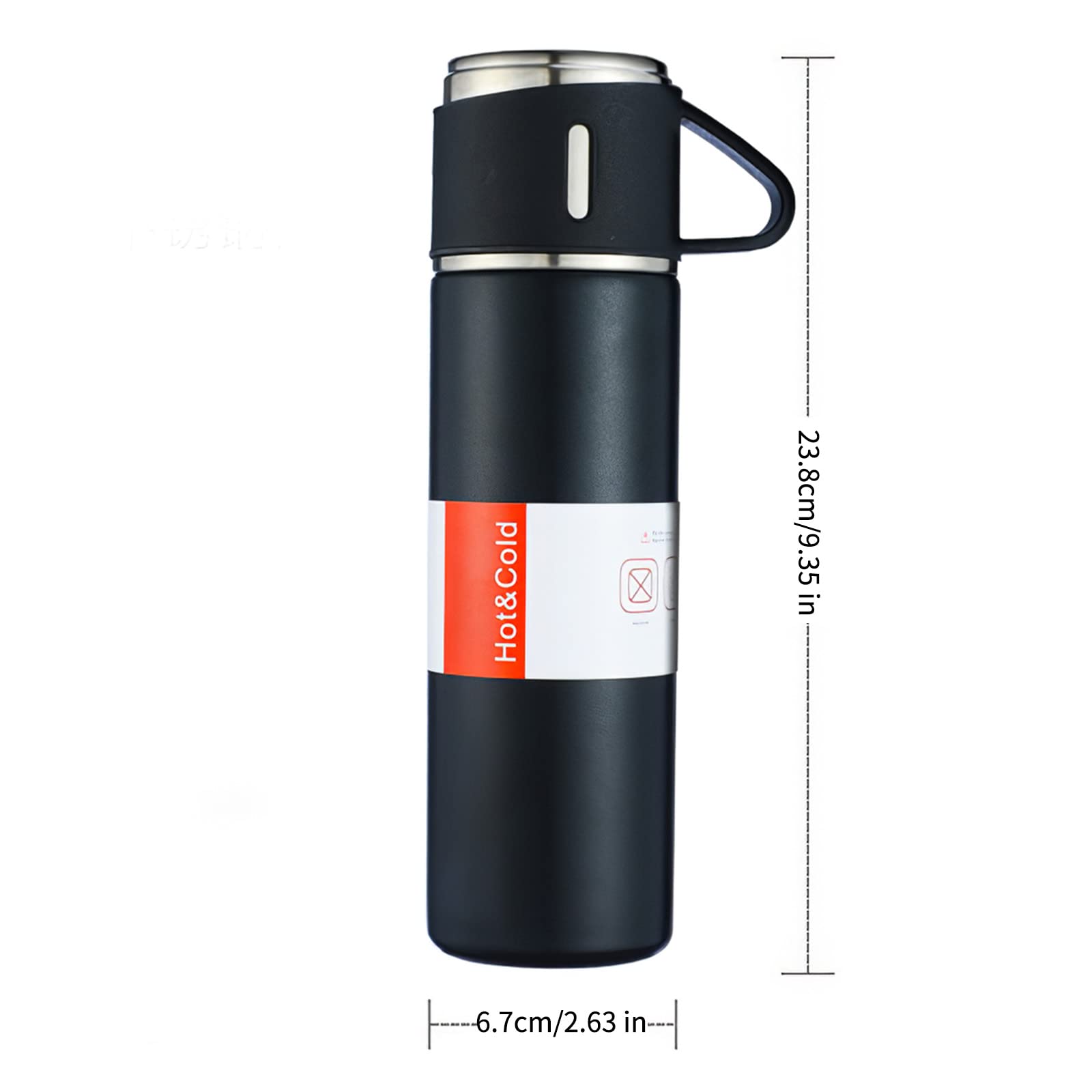 YUNYODA Vacuum Insulated Bottle, Stainless Steel Thermo 500ml /16.9oz/Vacuum Insulated Wide Mouth Bottle with Cup for Coffee Hot drink and Cold Drink Water Flask.