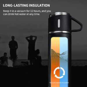 YUNYODA Vacuum Insulated Bottle, Stainless Steel Thermo 500ml /16.9oz/Vacuum Insulated Wide Mouth Bottle with Cup for Coffee Hot drink and Cold Drink Water Flask.