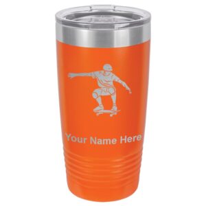 lasergram 20oz vacuum insulated tumbler mug, skateboarding, personalized engraving included (orange)