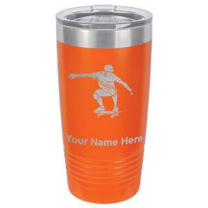 LaserGram 20oz Vacuum Insulated Tumbler Mug, Skateboarding, Personalized Engraving Included (Orange)