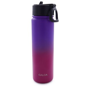 meldikiso 22oz stainless steel gradient water bottle with wide mouth lid, portable drinking cup, double wall vacuum insulated
