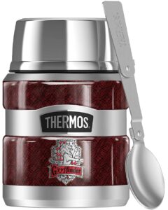 harry potter gryffindor house crest thermos stainless king stainless steel food jar with folding spoon, vacuum insulated & double wall, 16oz