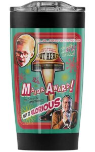a christmas story glorious major award stainless steel tumbler 20 oz coffee travel mug/cup, vacuum insulated & double wall with leakproof sliding lid | great for hot drinks and cold beverages