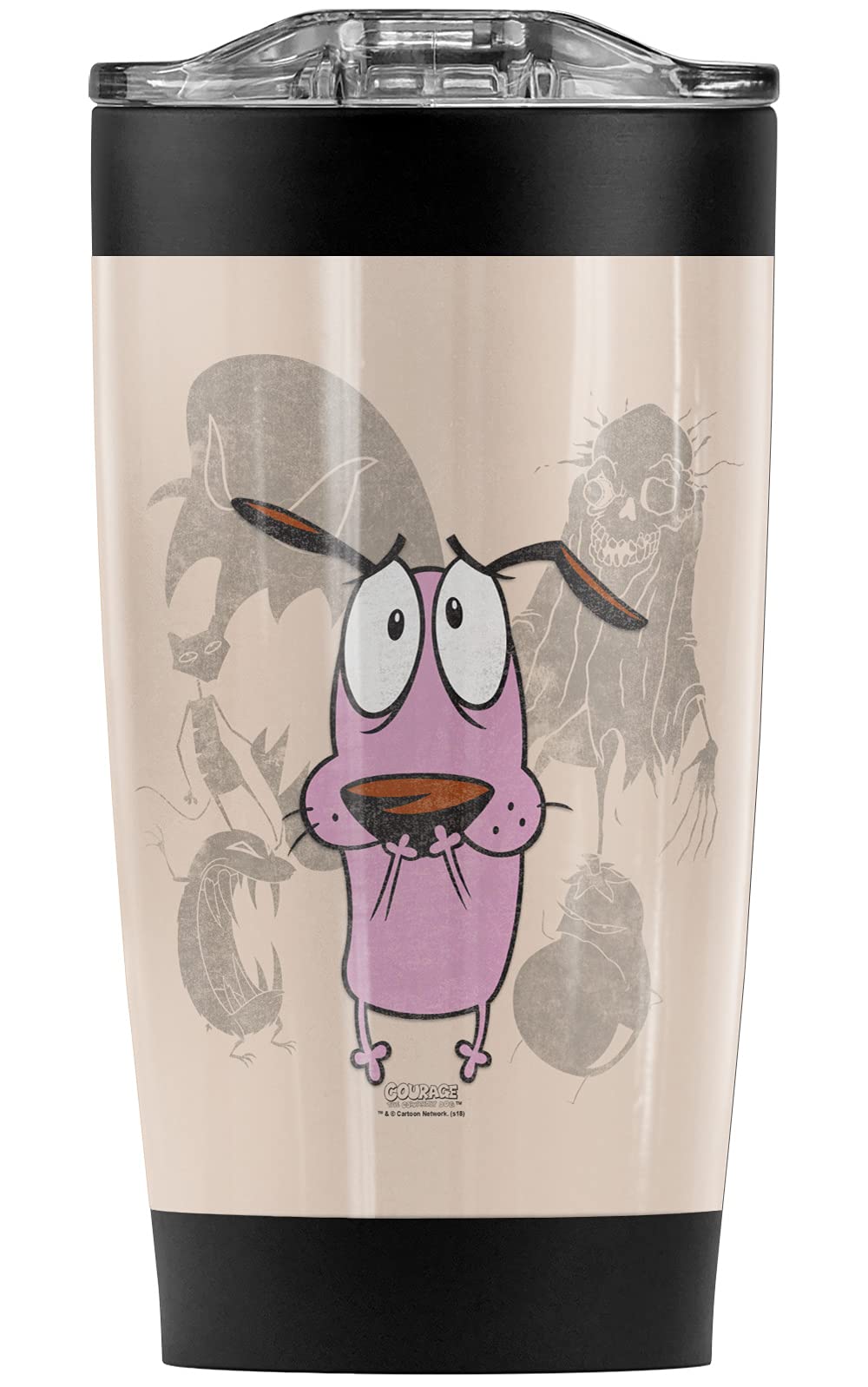 Logovision Courage the Cowardly Dog Monsters Stainless Steel Tumbler 20 oz Coffee Travel Mug/Cup, Vacuum Insulated & Double Wall with Leakproof Sliding Lid | Great for Hot Drinks and Cold Beverages