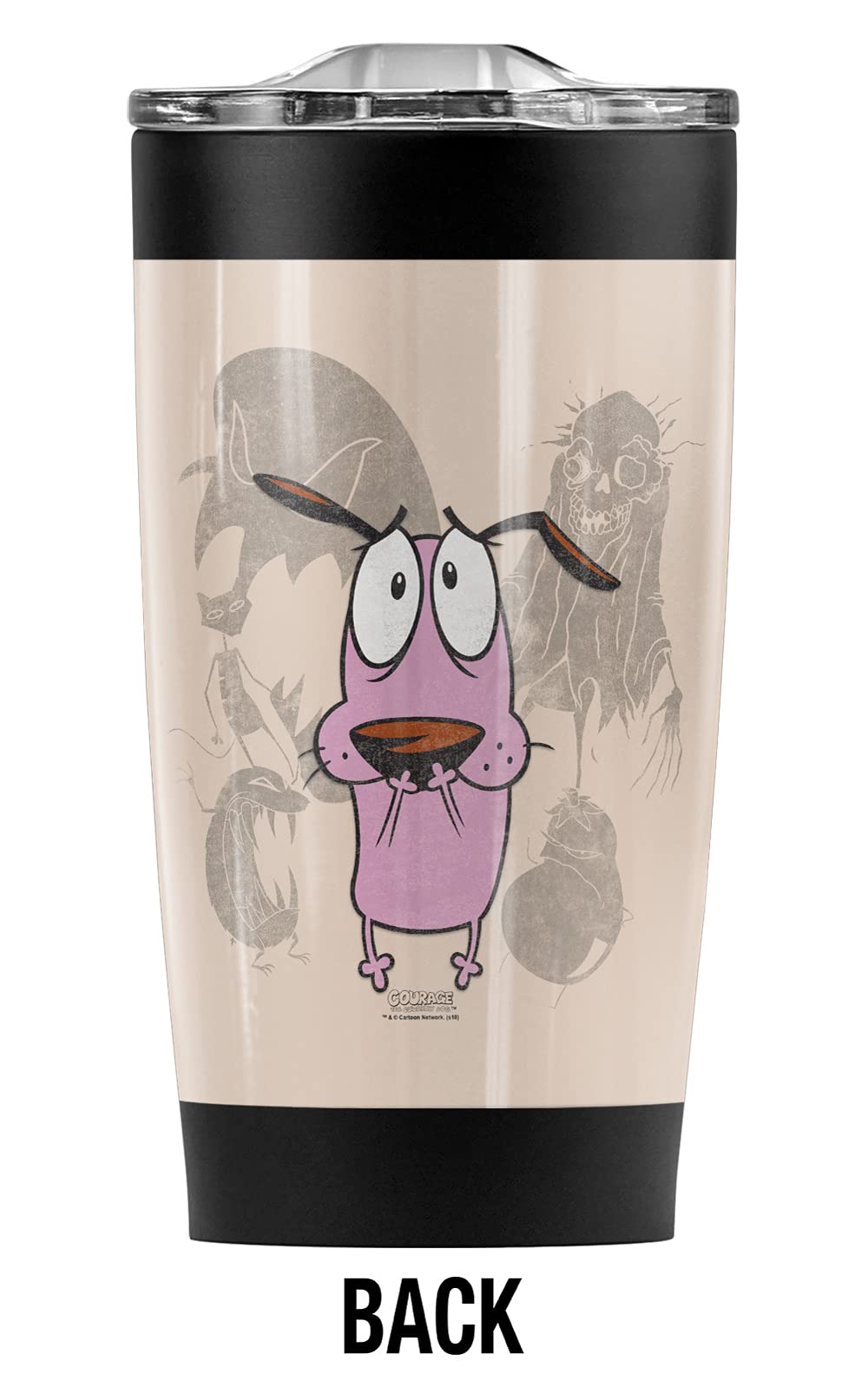 Logovision Courage the Cowardly Dog Monsters Stainless Steel Tumbler 20 oz Coffee Travel Mug/Cup, Vacuum Insulated & Double Wall with Leakproof Sliding Lid | Great for Hot Drinks and Cold Beverages