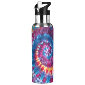 bright colorful tie leak free insulated bottles with handle 32 oz vaccuum bottle with straw lid thermal bottle for hiking biking bap-free