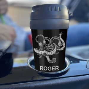 LaserGram 16oz Coffee Travel Mug, Hawaiian Sea Turtle, Personalized Engraving Included (Black)