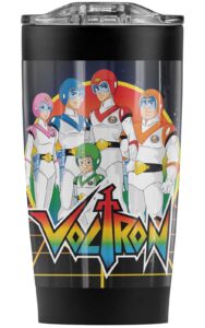 logovision voltron official voltron force stainless steel 20 oz travel tumbler, vacuum insulated & double wall with leakproof sliding lid