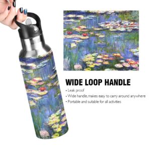 ALAZA Monet Painting Water Bottle with Straw Lid Vacuum Insulated Stainless Steel Thermo Flask Water Bottle 20oz 77