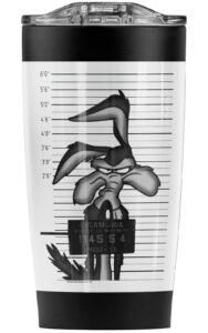 logovision looney tunes wile e. coyote busted stainless steel tumbler 20 oz coffee travel mug/cup, vacuum insulated & double wall with leakproof sliding lid | great for hot drinks and cold beverages