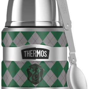 Harry Potter Slytherin Plaid Sigil, THERMOS STAINLESS KING Stainless Steel Food Jar with Folding Spoon, Vacuum insulated & Double Wall, 16oz