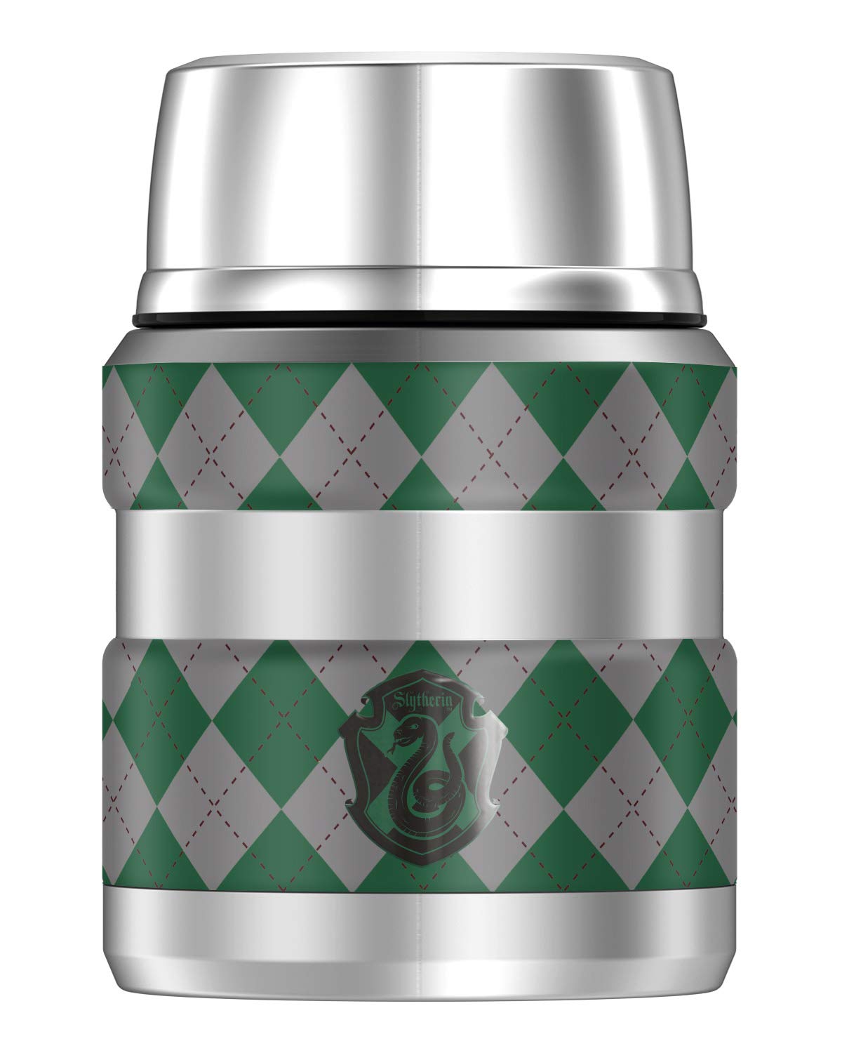 Harry Potter Slytherin Plaid Sigil, THERMOS STAINLESS KING Stainless Steel Food Jar with Folding Spoon, Vacuum insulated & Double Wall, 16oz