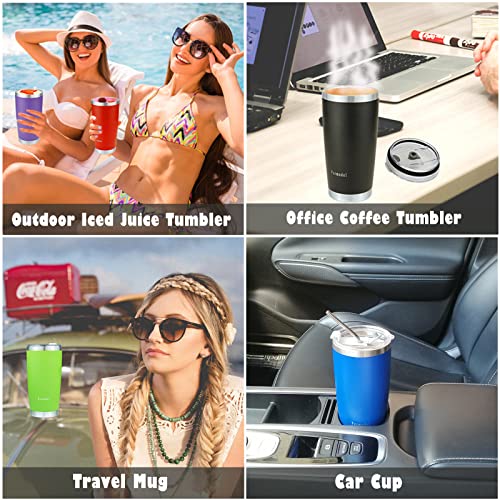 Permodel 20oz Tumbler,Vacuum Insulated Cup With Lid & Straw,Stainless Steel Travel Coffee Mug to Keep Hot and Cold up to 6-12H for Home & Office & Outdoor.(Grass Green)