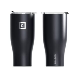 °CHILL FLASK Tumbler - 20 OZ, Vacuum Insulated, Double Walled, Stainless Steel, Hot Cold, Thermo Coffee, Tea, Water Travel Mug Container - Comes with 2 Multifunction Lids