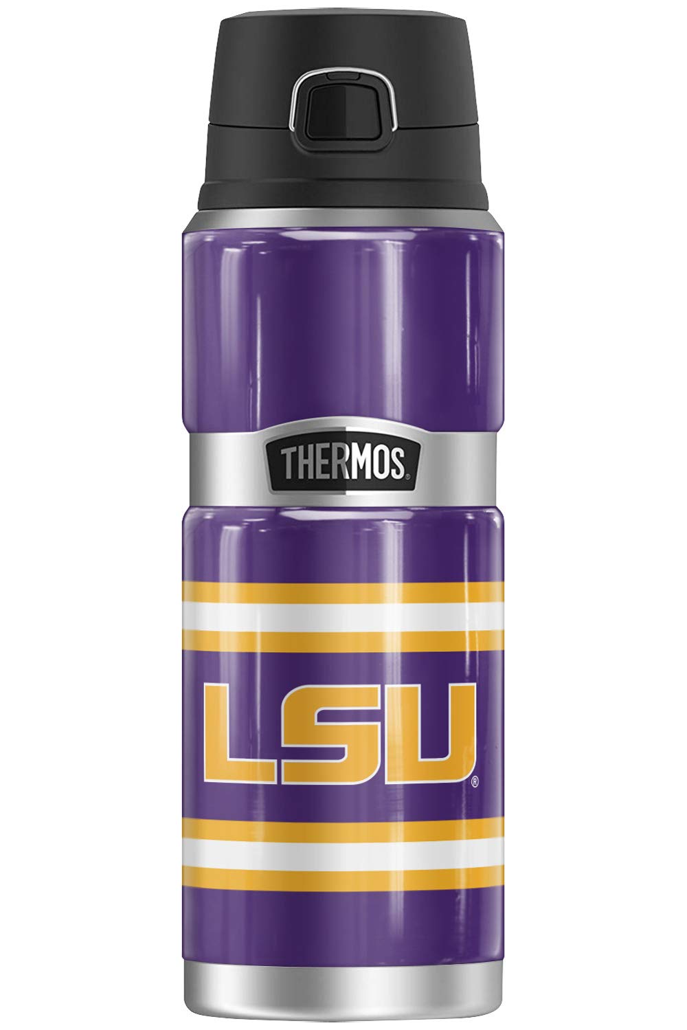 LSU Classic Logo THERMOS STAINLESS KING Stainless Steel Drink Bottle, Vacuum insulated & Double Wall, 24oz