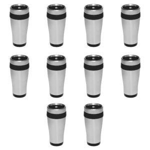 discount promos insulated stainless steel travel mugs 16 oz. set of 10, bulk pack - perfect for coffee, soda, other hot & cold beverages - black